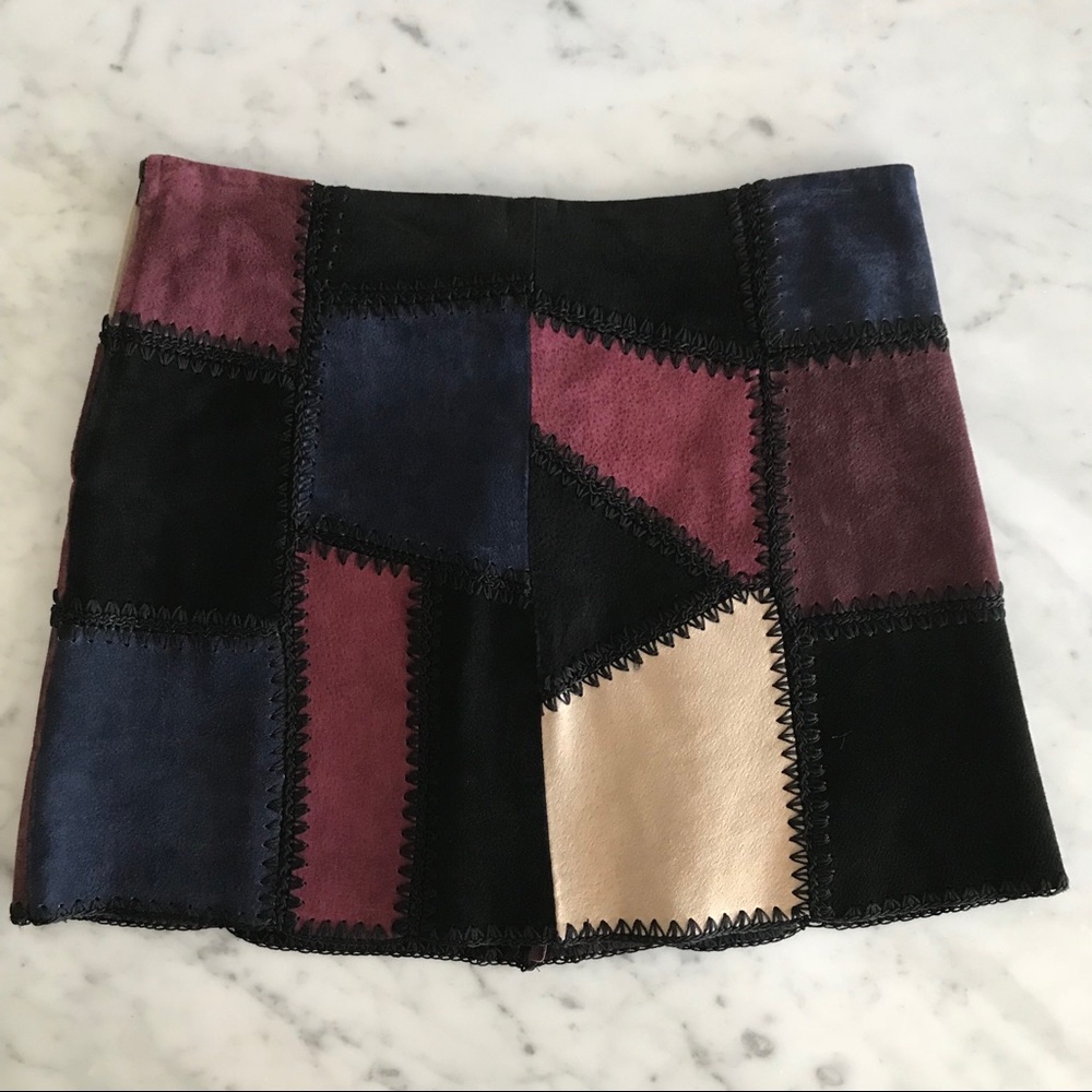 Zara Patchwork Suede Mini Skirt